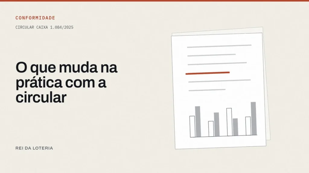 Dono de lotérica conferindo documento normativo no balcão da casa lotérica
