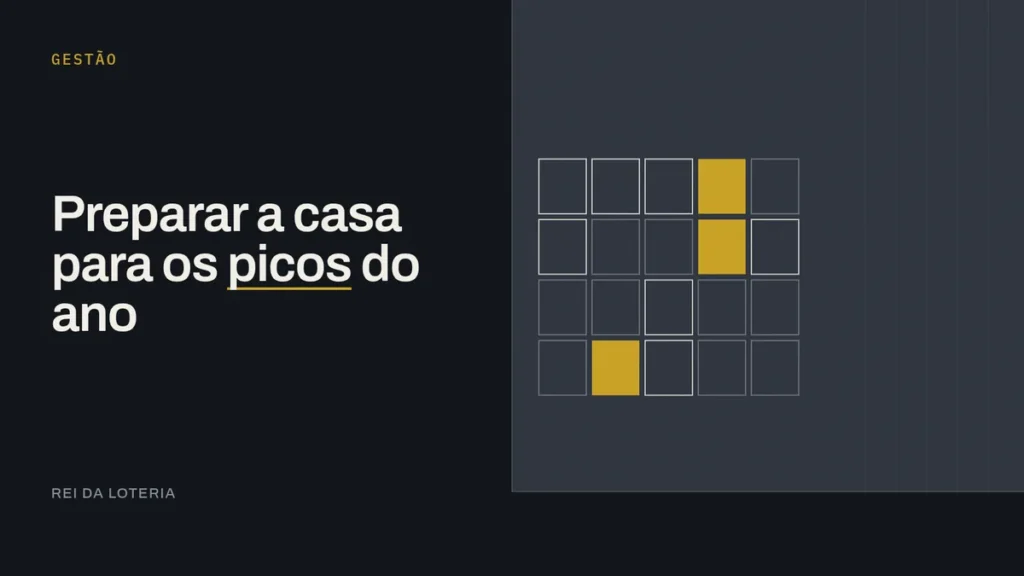 Calendário anual afixado na sala interna de uma casa lotérica com datas de pico marcadas