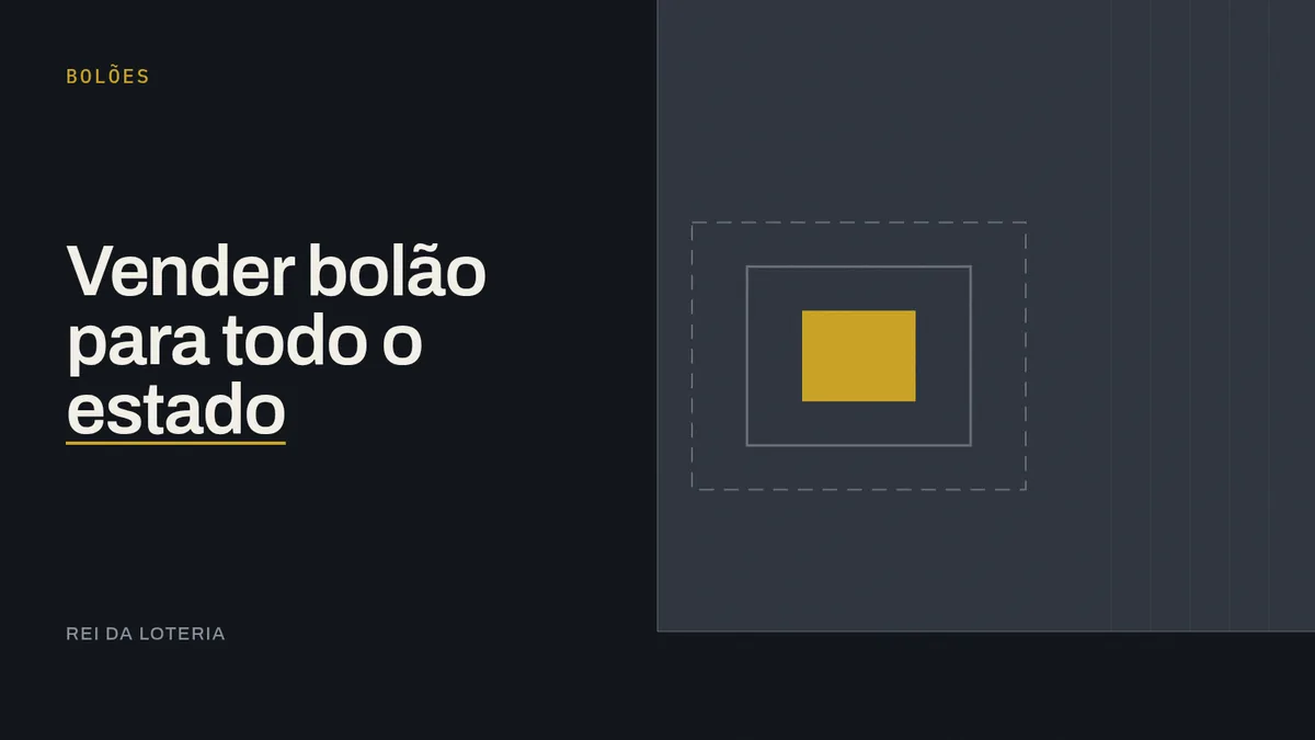 Anéis retangulares concêntricos com o núcleo em destaque, representando o alcance da venda de bolão