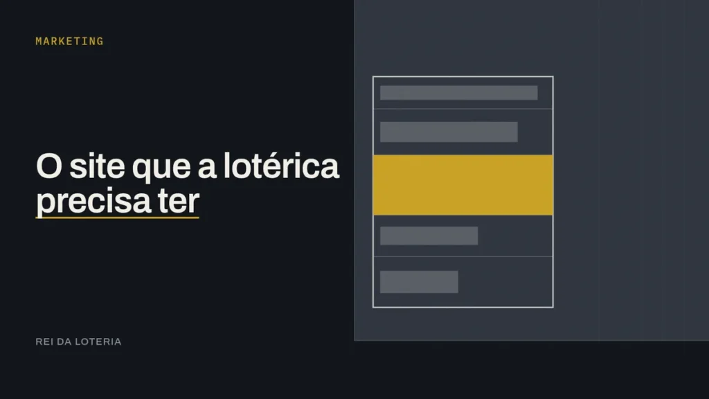 Fachada esquemática em faixas horizontais com a faixa central destacada, estrutura de site de lotérica