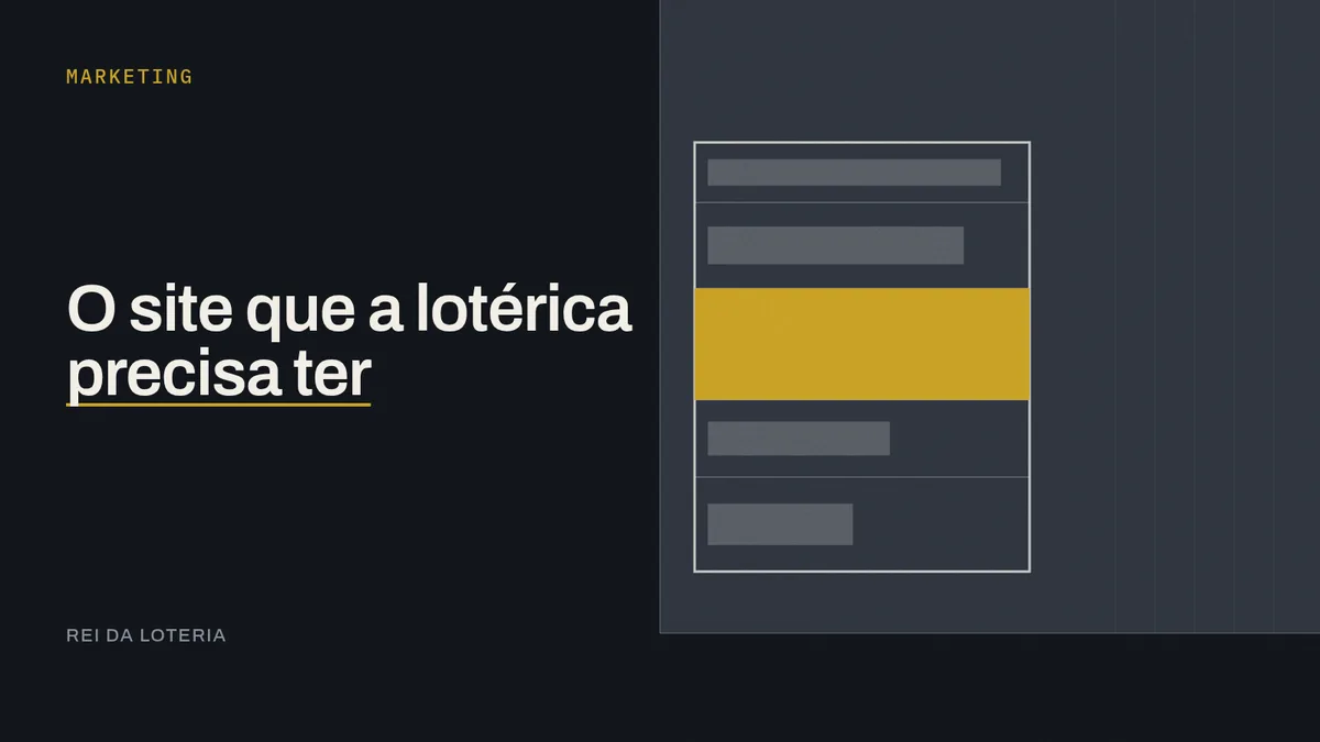 Fachada esquemática em faixas horizontais com a faixa central destacada, estrutura de site de lotérica