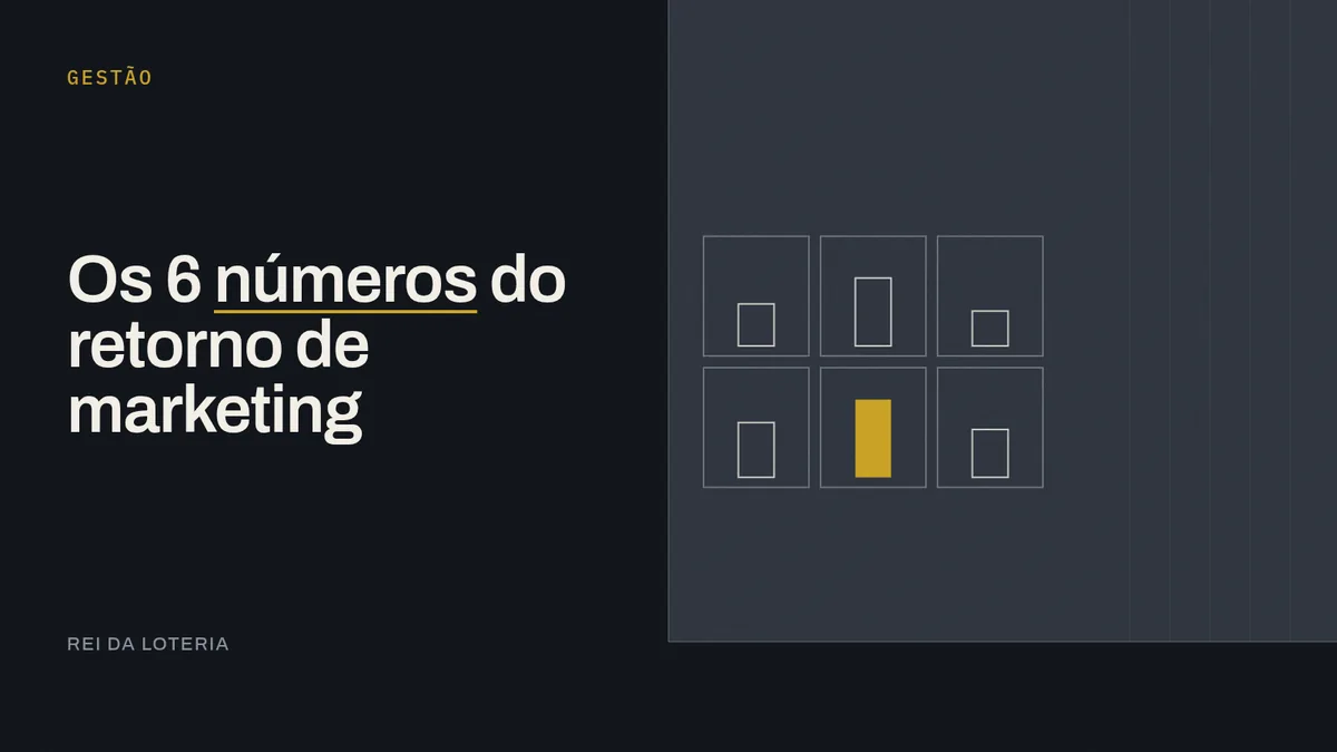 Grade de seis células com uma preenchida e barras de altura desigual, representando painel de indicadores da lotérica