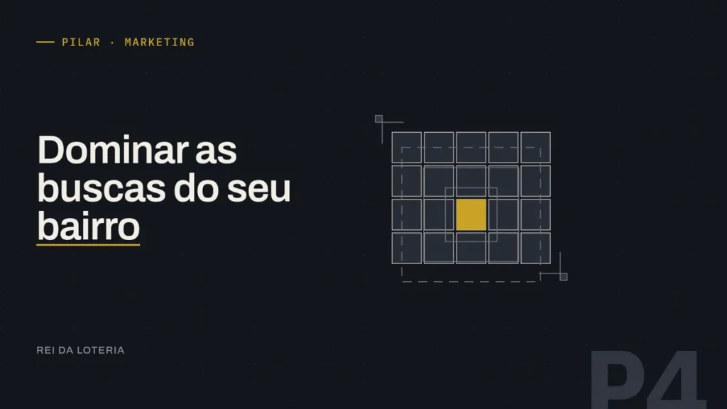 Malha de quarteirões com um ponto destacado e anéis de alcance, presença local da lotérica